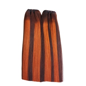 Bone Straight Ombre Mezcla de color naranja marrón Piano | Cabello humano vietnamita de doble dibujo - Product Image 6