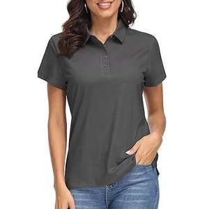 Polo ajusté pour femme de haute qualité, 100 % coton, col en V, à bon prix, avec logo imprimé superposé - Product Image 1