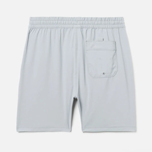Shorts de Playa para Hombre, Color Gris Claro, de Secado Rápido, con Cordón en la Cintura y Bolsillos, Traje de Baño Tejido de Color Sólido, Corte Medio - Product Image 3