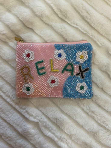 Pochette à monnaie en perles de verre faites à la main, logo personnalisé, fermeture éclair classique, motif brodé personnalisé, couleurs mélangées, usage quotidien - Product Image 1