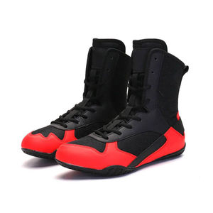 KHUMBRO ENTERPRISES Chaussures de boxe et de musculation professionnelles de haute qualité pour hommes, modèle en cuir respirant à lacets - Product Image 1