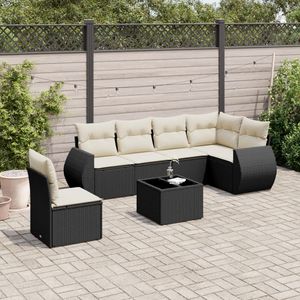 Set divano da giardino modulare in 7 pezzi nero in Rattan mobili da esterno eleganti e durevoli - Product Image 1