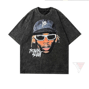 Oversized T-Shirt Men's Street Style Short Sleeve O-Neck Cotton Jersey Photo Print Front Logo - Product Image 1