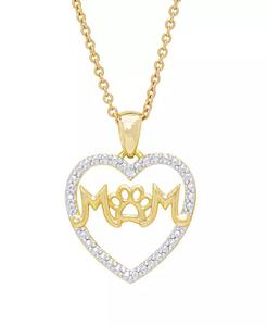 Collana pendente cuore zampa "mamma" con accento di diamanti da donna | Macacy's - Product Image 1