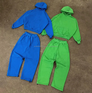 Streetwear Vintage Sweatsuits Unisex <b>Oversized</b> Blue <b>Sweatpants</b> and Hoodies Sets 2024 Y2k Men Clothes Green Tracksuit - Product Image 1