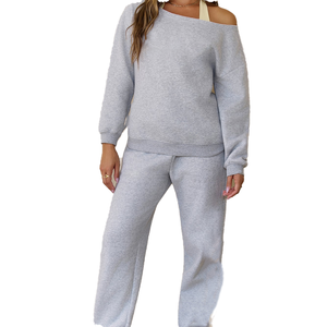 เสื้อสเวตเชิ้ตขนแกะสีเทาอ่อนสำหรับผู้หญิง สวมใส่สบายๆ แขนยาว มีซับใน อุ่นสบาย สไตล์สตรีทแวร์  แบบสวมหัว  ลายกรีก  สำหรับชมรมนักศึกษา - Product Image 1