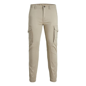 Pantalones Cargo Jogger para Hombre, Corte Ajustado, Verde Oliva, Sarga de Algodón, Pantalones Casuales con Bolsillos Laterales y Puños Elásticos - Product Image 3