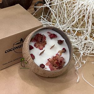 เทียนกะลามะพร้าวทำมือ100% ธรรมชาติและเป็นมิตรกับสิ่งแวดล้อมพร้อมส่วนผสมปลอดสารพิษสำหรับตกแต่งบ้าน - Product Image 1