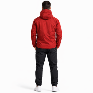 Veste coupe-vent rouge personnalisée pour hommes – Légère, résistante au vent, style streetwear, fournisseur en gros aux États-Unis - Product Image 2