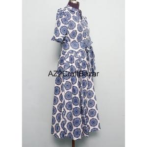 Robe midi en coton pour femme, imprimé floral, col en V, manches courtes, style bohème, pour le bureau, décontractée, pour les soirées, cache-maillot de bain, en dentelle, coupe trapèze - Product Image 5