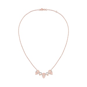 <b>Infinity</b> Halo Diamond <b>Necklace</b> with Sculpted Rose <b>Gold</b> Center and Sleek Curved Sparkle Frame - Product Image 3