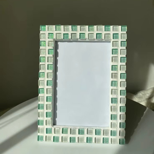 Mint Green Resin Mosaic Photo <b>Frame</b> Grid Pattern Handmade Picture <b>Frame</b> Desktop Tabletop Home Decor Rectangle Display Art Piece - Product Image 1