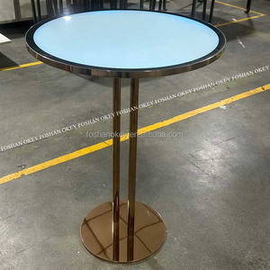 OKEY Hotel Events Led <strong>Buffet</strong> <strong>Table</strong> Stainless Steel Portable Cocktail bar <strong>Table</strong> Movable Round 5ft Led Commercial <strong>Buffet</strong> <strong>Tables</strong> - Product Image 4