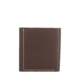 Burgundy Genuine Leather <b>Men</b> Trifold <b>Wallet</b> Clear ID Window Multi Card Slots Cash Pocket Contrast Stitching <b>Small</b> Male Purse - Product Image 1
