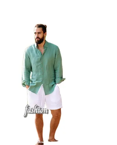 Male Hot Selling Product 100% Cotton Linen Shirt For Mens Long Sleeve Summer Beach Cover Up Clothing