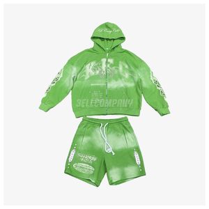 Conjunto de Sudadera y Pantalones Personalizados de 420GSM con Lavado Ácido para Hombre, Tallas Grandes, Corte Holgado, Sudadera Corta con Bordado OEM - Product Image 1