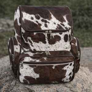 Sac à dos vintage en cuir véritable de vache, avec fermeture éclair, pour voyage, ordinateur portable, école, multifonction, grande capacité, unisexe HNBP-0048 - Product Image 1