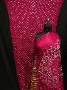 <b>Red</b> Hand Drawn Silk <b>Saree</b> Women Traditional Indian Pakistani Wedding Floor-Length Ethnic Sari Regular Fit All Seasons - Product Image 4