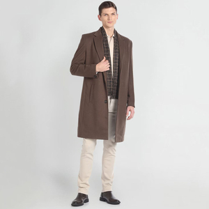 <b>Men's</b> <b>Long</b> Wool Overcoat Notched Lapel Single Breasted Brown Regular Fit Outerwear Solid color <b>men's</b> <b>coat</b> - Product Image 2