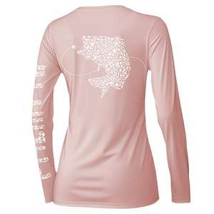 Chemise de pêche à manches longues pour femme, rose, imprimé par sublimation, UPF 50, anti-UV, polyester - Product Image 1