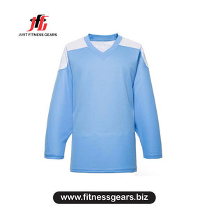 Maillot de hockey sur glace pour homme, col en V, manches longues, polyester anti-humidité, coupe classique adulte, vêtements bicolores - Product Image 6