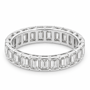 Bague de mariage éternelle en or 10K 14K 18K et argent 925 935 avec diamant taille émeraude cultivé en laboratoire, bijoux fins - Product Image 3