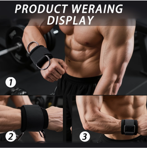 Sangles de soutien de poignet réglables en nylon de haute qualité avec anneau en D pour la musculation et l'entraînement en force, fermeture auto-agrippante unisexe - Product Image 2