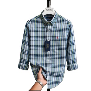 Chemise décontractée à manches courtes, boutonnée, à motif à carreaux, pour adulte, en tissu tricoté 100% coton, écologique, infroissable, export BD - Product Image 6