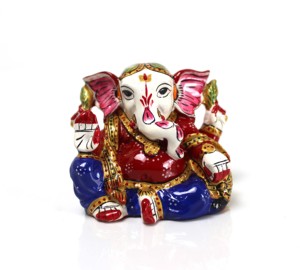 Meenakari-estatua de Metal artesanal, estatua de Lord Gaddi Ganesha religiosa india hecha a mano, esmalte, escultura de dios hindú - Product Image 1