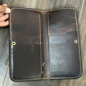 กระเป๋าสตางค์หนังวัวทรงยาวแบบบางความจุมากสำหรับผู้ชายกระเป๋าสตางค์หนังแท้พร้อมที่ใส่บัตรแบบบล็อก - Product Image 6