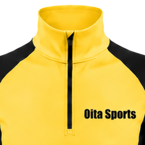 Haut de sport pour femme à col zippé, jaune, manches longues, ajusté, pour entraînement, col montant, avec passe-pouce, vêtement de performance - Product Image 5