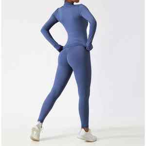 Nouvel ensemble de vêtements de sport personnalisés avec logo : soutien-gorge de sport doux, leggings de yoga, pantalon, veste à manches longues, vêtements de fitness pour femmes - Product Image 4