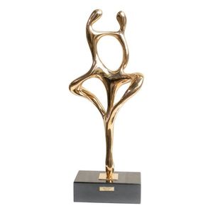 Escultura Decorativa de Metal de Alta Calidad con Base de Mármol, Acabado en Oro, Adorno de Escritorio de Aluminio - Product Image 3