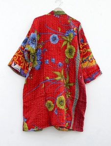 Nueva llegada Kantha Vintage algodón abrigo Kimono chaqueta algodón Multicolor Vintage kantha chaqueta acolchada para mujer - Product Image 5