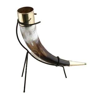 Viking <b>Drinking</b> Horn With Helm of Awe Engravings and <b>Stand</b> Viking <b>Drinking</b> Horn <b>Drinking</b> Tankard Medieval Horn - Product Image 1