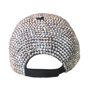 หมวกเบสบอลผ้าทวิลสีดำสุดหรู ประดับคริสตัลเต็มใบ ระยิบระยับ แบบ Snapback - Product Image 6