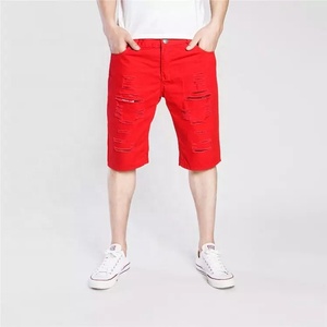 Pantalones cortos vaqueros elásticos para hombre, Vaqueros cortos ajustados con diseño bordado para verano - Product Image 4