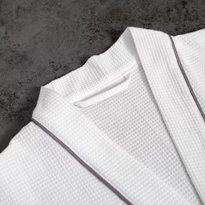 Cozy Lightweight <b>Waffle</b> Bathrobe Cotton Eco-Friendly Quick Dry Customizable Color Logo Bathrobe - Product Image 4