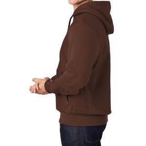 Mens Solid Brown Heavyweight Fleece Pullover <b>Hoodie</b> Long Sleeve Kangaroo Pocket Sweatshirt OEM ODM Wholesale Apparel - Product Image 4