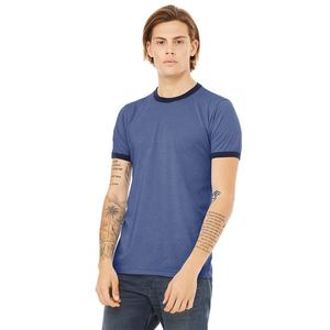T-shirt à manches courtes pour homme Bella+Canvas Heather/Blue Navy, col contrasté, 52% coton, 48% polyester - Product Image 5