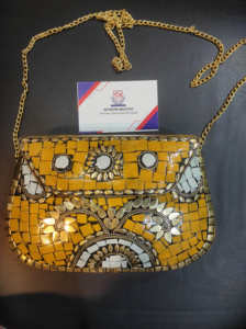 Handmade Mother of Pearl Sea <b>Shell</b> & Metal crystals worked Fashionable Hand Bag Purse Clutch for Ladies Girls Fashion <b>Jewellery</b> - Product Image 2