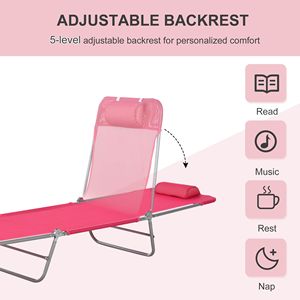 Sdraio Pieghevole da Esterno con Seduta e Poggiatesta in Rete Traspirante per Prendere il Sole a Bordo Piscina - Product Image 4