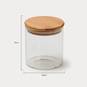 Pot de rangement multifonctionnel pour thé, café et sucre en verre borosilicate haute résistance au chaleur, avec couvercle en bambou, design personnalisé pour la cuisine - Product Image 2