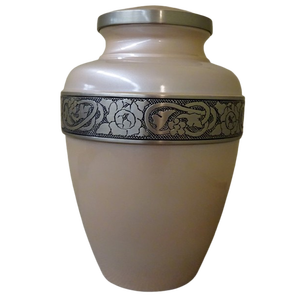 Urna Funeraria de Metal Grabada en Blanco, Estilo Clásico Americano/Europeo, para Cenizas de Adultos - Product Image 6