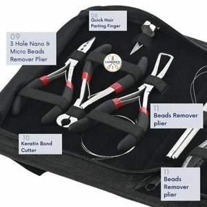 Outils pour extensions de cheveux, y compris pince pour extensions à bandes, boucle et crochet. - Product Image 4