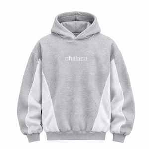 Sudadera con Capucha Unisex Chalasa, Gris y Blanco, Manga Raglán, Estilo Holgado, Informal, 100% Algodón, Ropa de Invierno - Product Image 1
