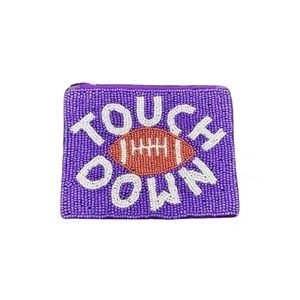 TOUCH DOWN Pochette à main vintage pour femmes et filles, porte-monnaie perlé, couleur personnalisée Halloween, thème Noël, fermeture éclair - Product Image 4