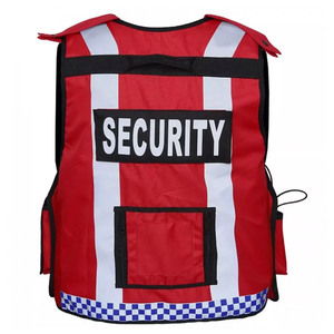 Chaleco de Seguridad Reflectante Rojo con Bolsillos, Ropa de Trabajo de Alta Visibilidad, Chaqueta de Seguridad Unisex de Poliéster - Product Image 2