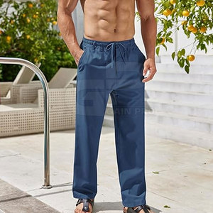Pantalones de lino premium para hombre, corte ajustado, tela suave, ideales para uso diario, estilo urbano y aventuras al aire libre. - Product Image 3