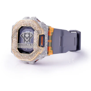 Reloj de Cuarzo Moissanite World Iced Out de Lujo, 40 mm, Redondo, Completamente Cubierto de Moissanite, Doble Pantalla, Automático, Correa de Silicona, Unisex - Product Image 2
